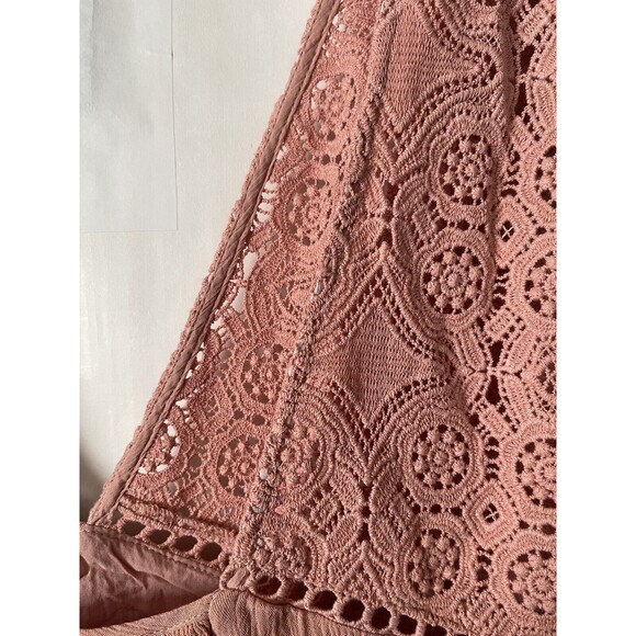 FREE PEOPLE Freya Mini Dress w/ Pockets & Lace Accents - Peach - Large NWOT - Picture 3 of 11